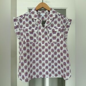 NWT J. Jill 100% Cotton Floral Top Popover Blouse Size S NEW!